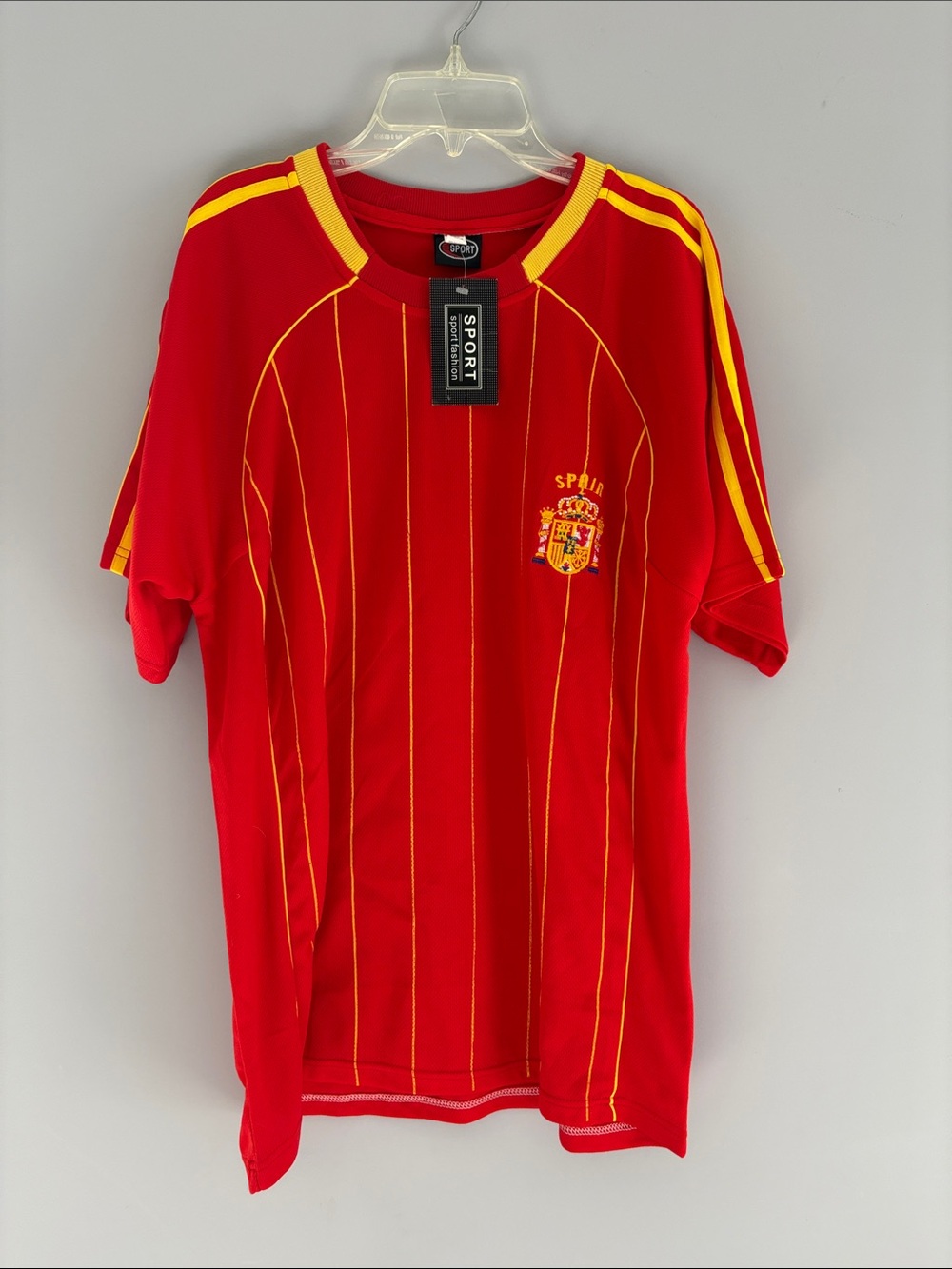Sporto Red and Yellow Men's Spain Soccer Tee
